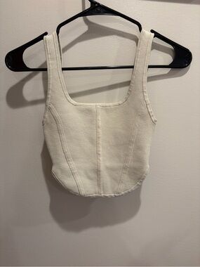 Babaton Cream Sculpt Knit Bustier Top